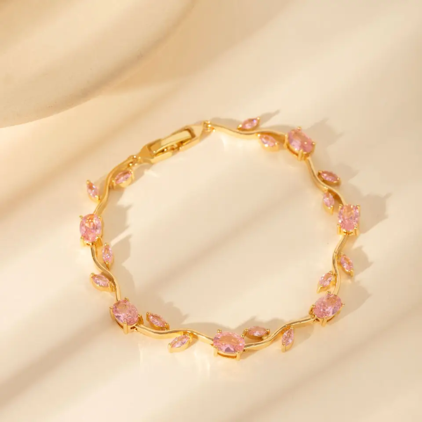 Pulsera con piedras Rosado