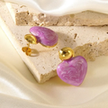 Aretes Corazón Nacarado Lila