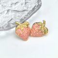 Aretes Dulce Fresa Palo Rosa Dorada