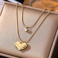 Cadena Doble de corazón y piedra brillante