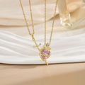 Cadena Dúo Corazón y Espada Rosado.