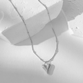 Cadena Corazón Liso Plateado