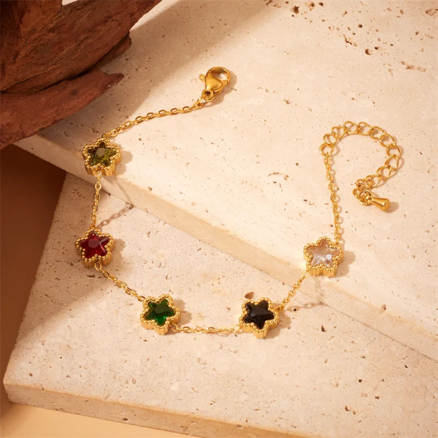Pulsera dorada de estrella varios colores