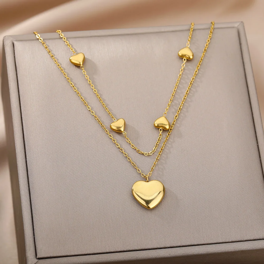 Cadena Doble de corazón multiple