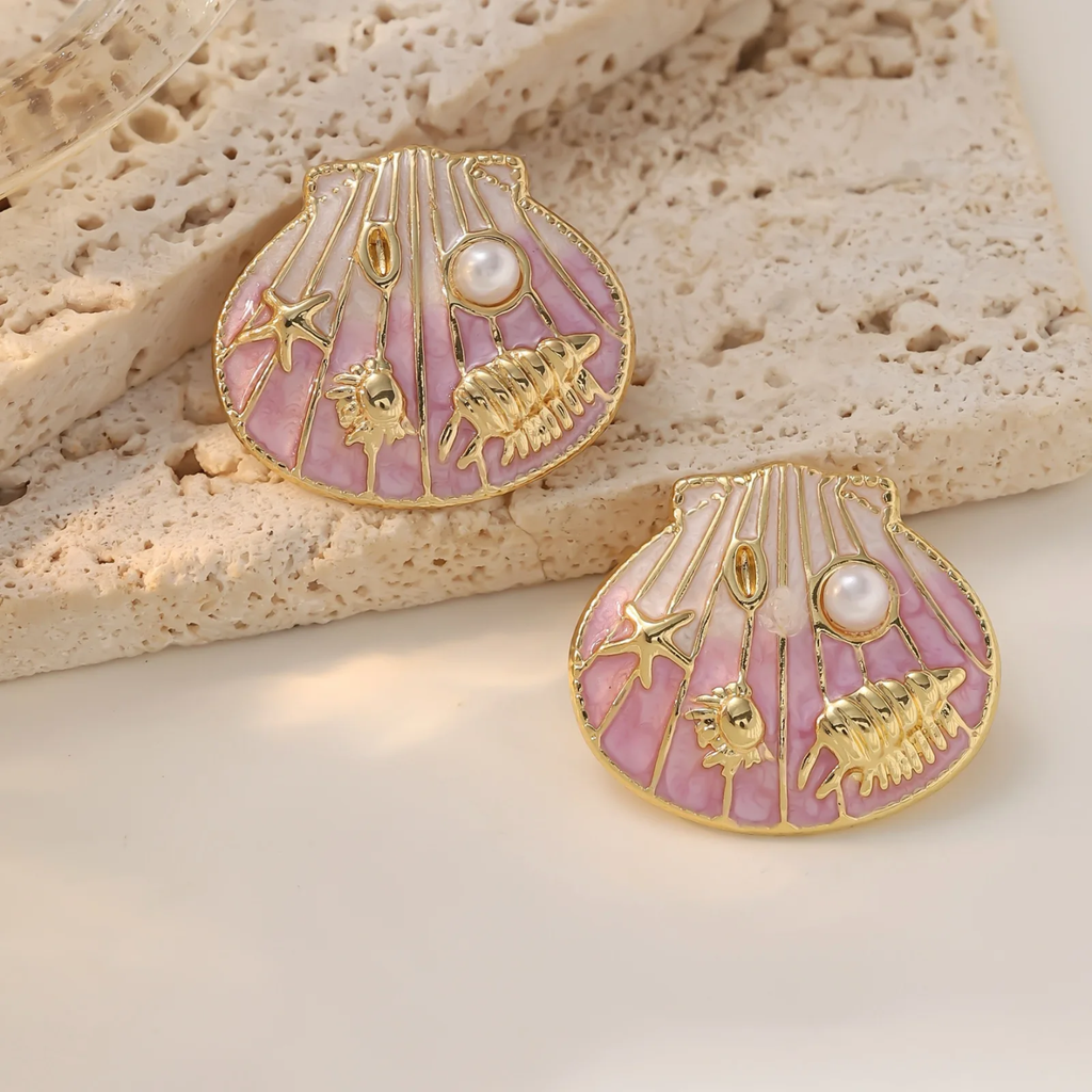 Aretes Concha Marina con Perla