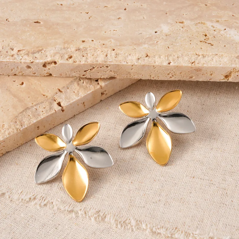 Aretes Flor Pétalos Bicolor