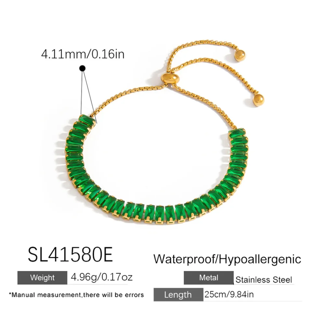 Pulsera dorada verde