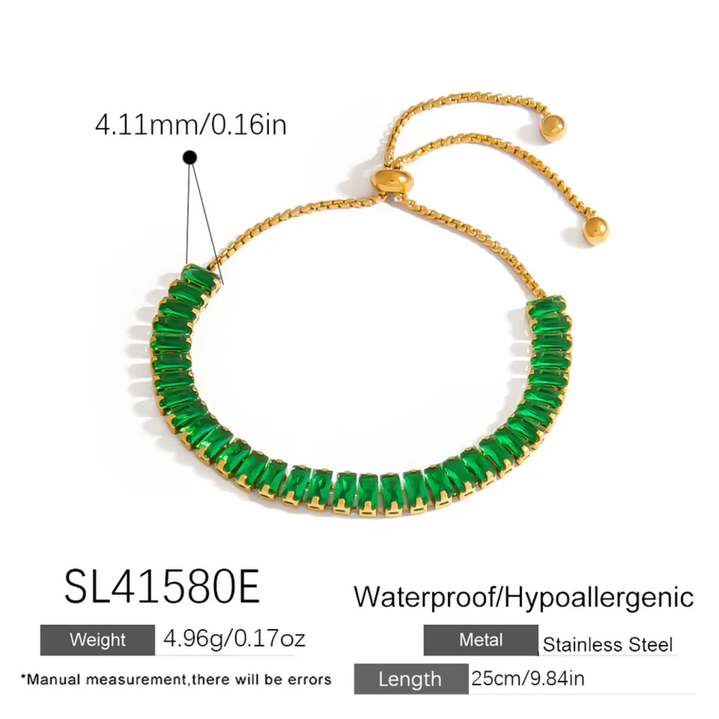 Pulsera dorada verde