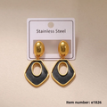 Aretes Rombo Negro Colgante