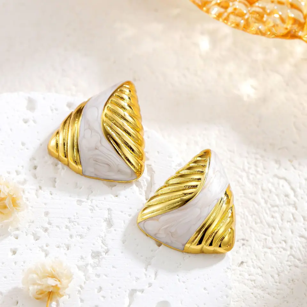 Aretes Triángulo Esmalte Mármol