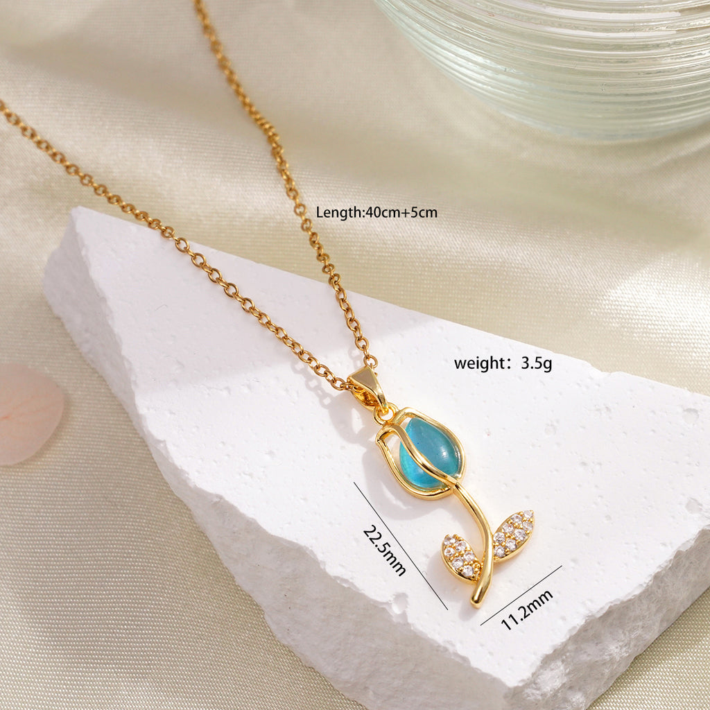 Cadena Tulipán Azul Turquesa