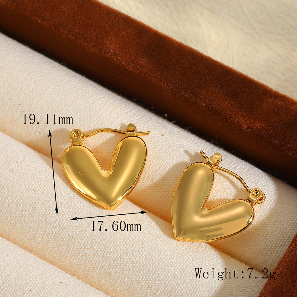 Aretes Argolla Corazón Dorado