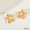 Aretes Flor Cinco Pétalos con Perla