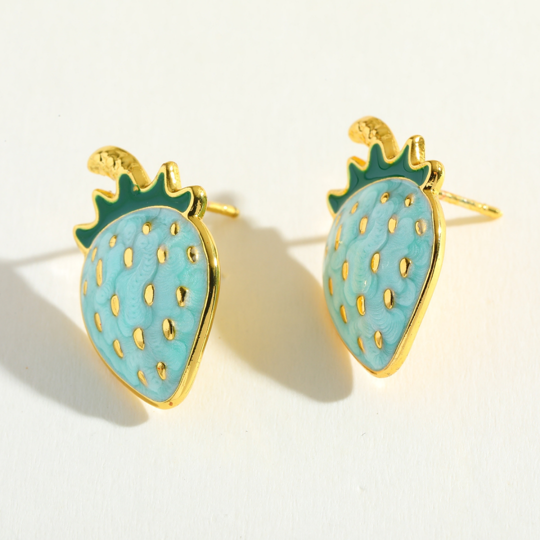 Aretes de fresas purpura aqua