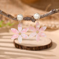 Aretes Flor Acrílico Rosa Pastel