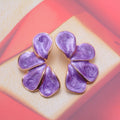 Aretes Flor Esmalte Lila