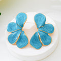 Aretes Flor Esmalte Azul