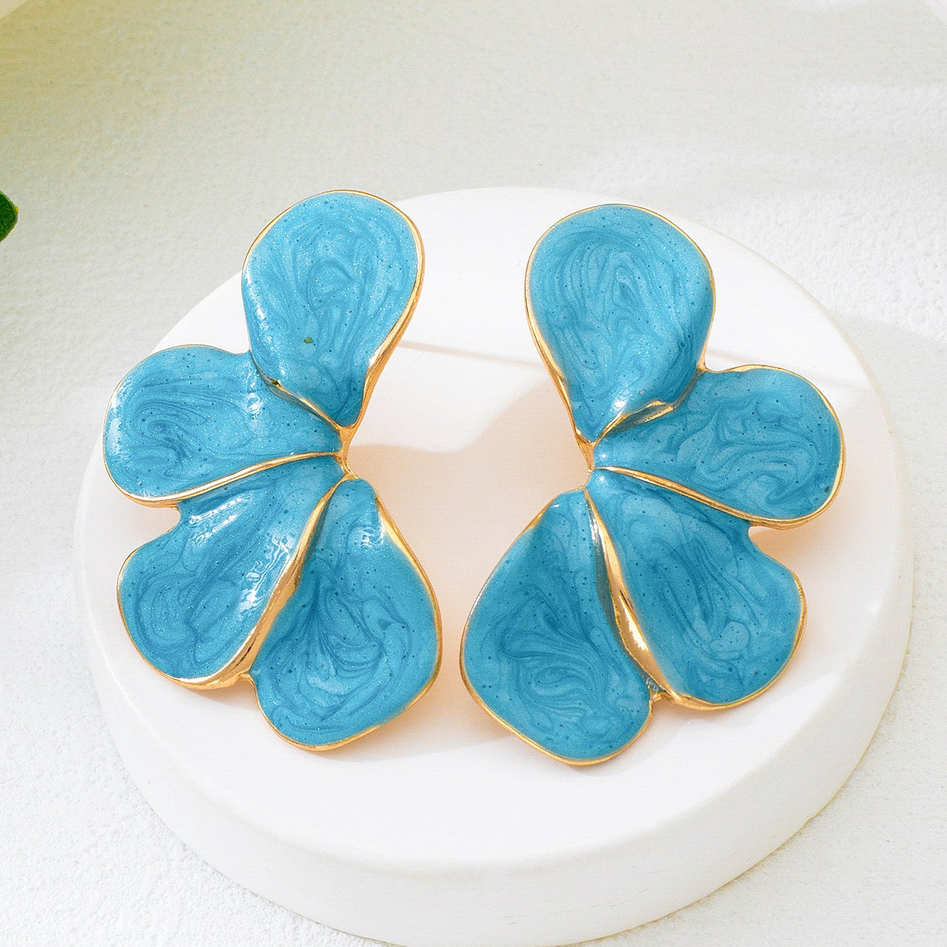 Aretes Flor Esmalte Azul
