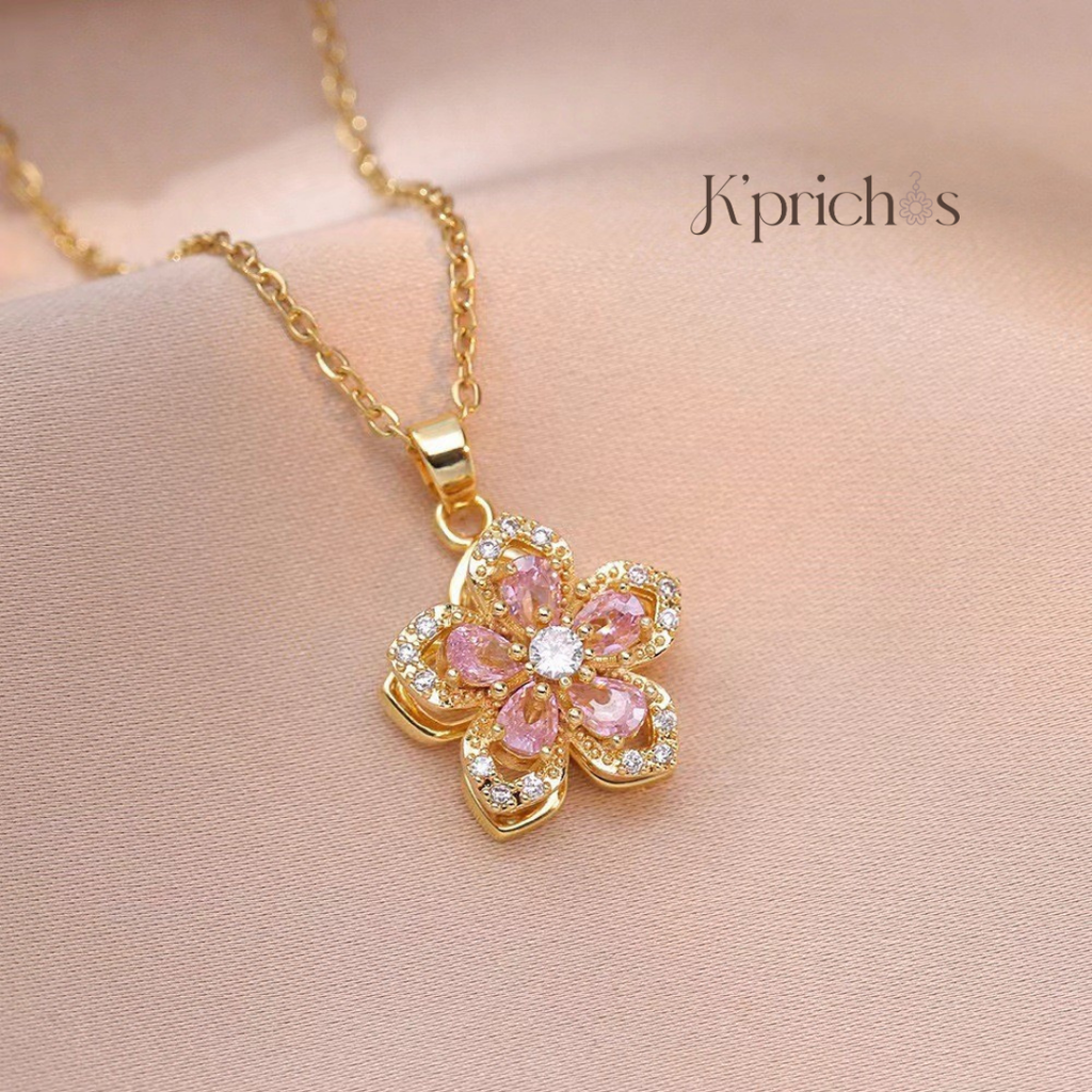 Cadena de flor rosa giratoria