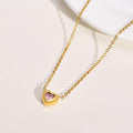 Cadena de Corazón Rosa Bisel Dorado