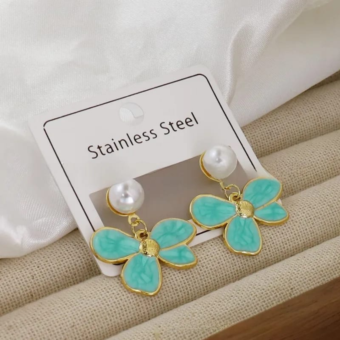 Aretes de flor (aqua)