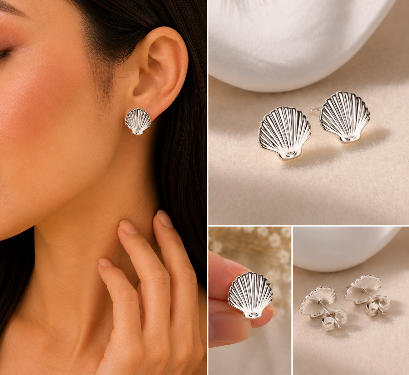 Aretes Concha Marina Lisa