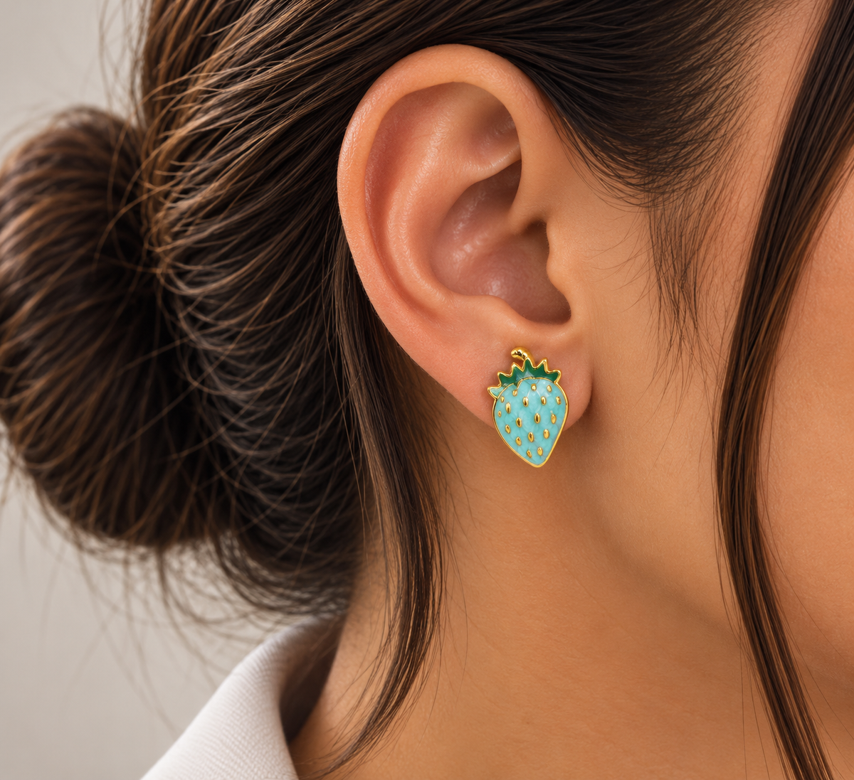 Aretes de fresas purpura aqua