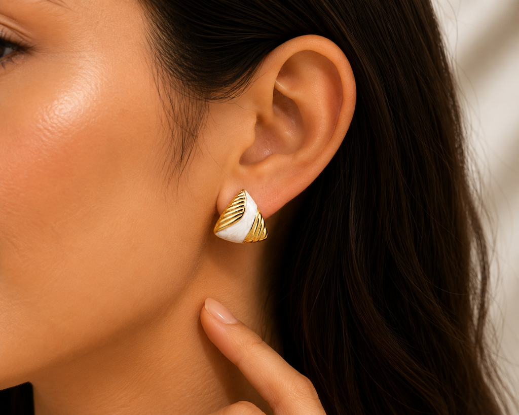 Aretes Triángulo Esmalte Mármol