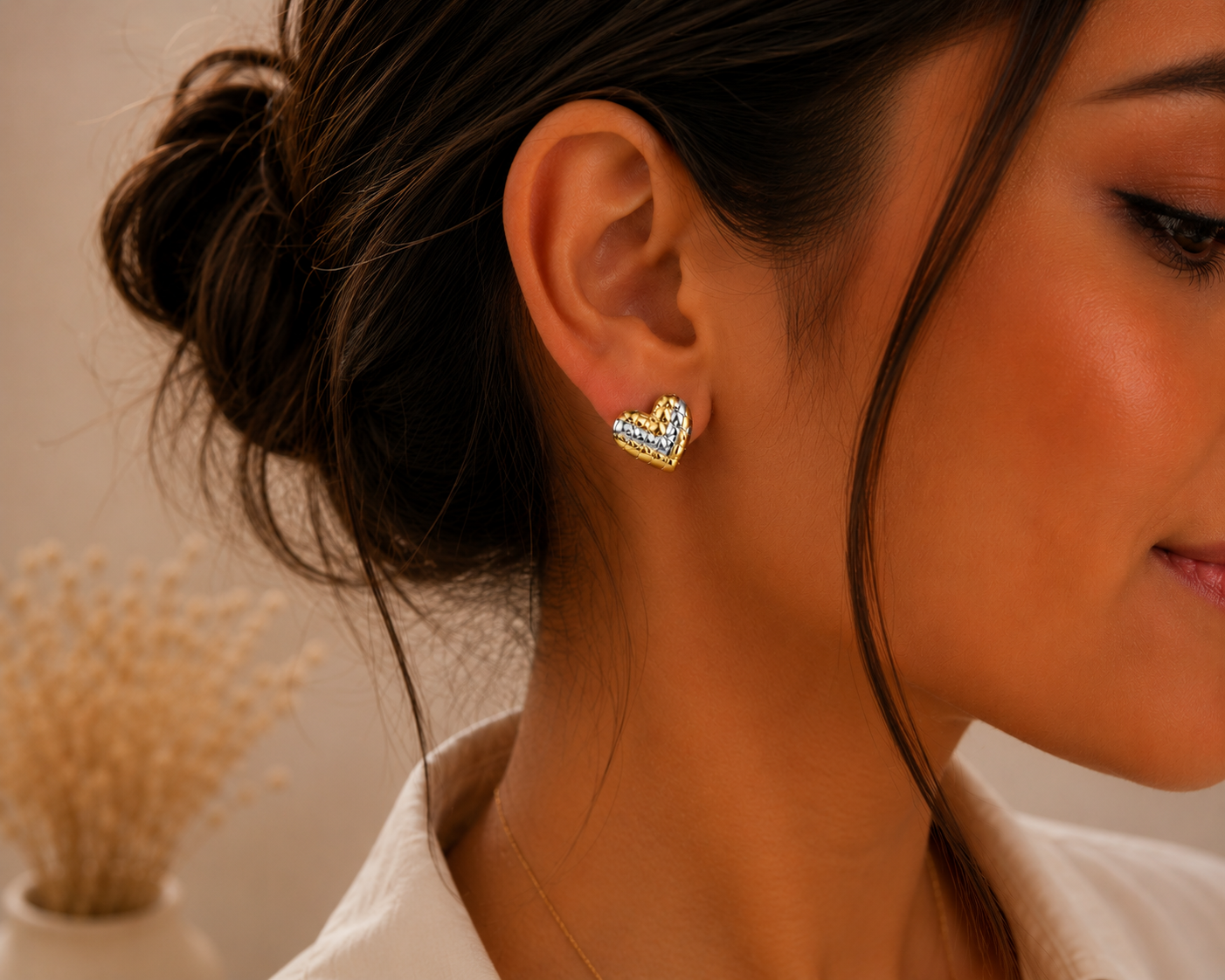 Aretes Corazón Bicolor