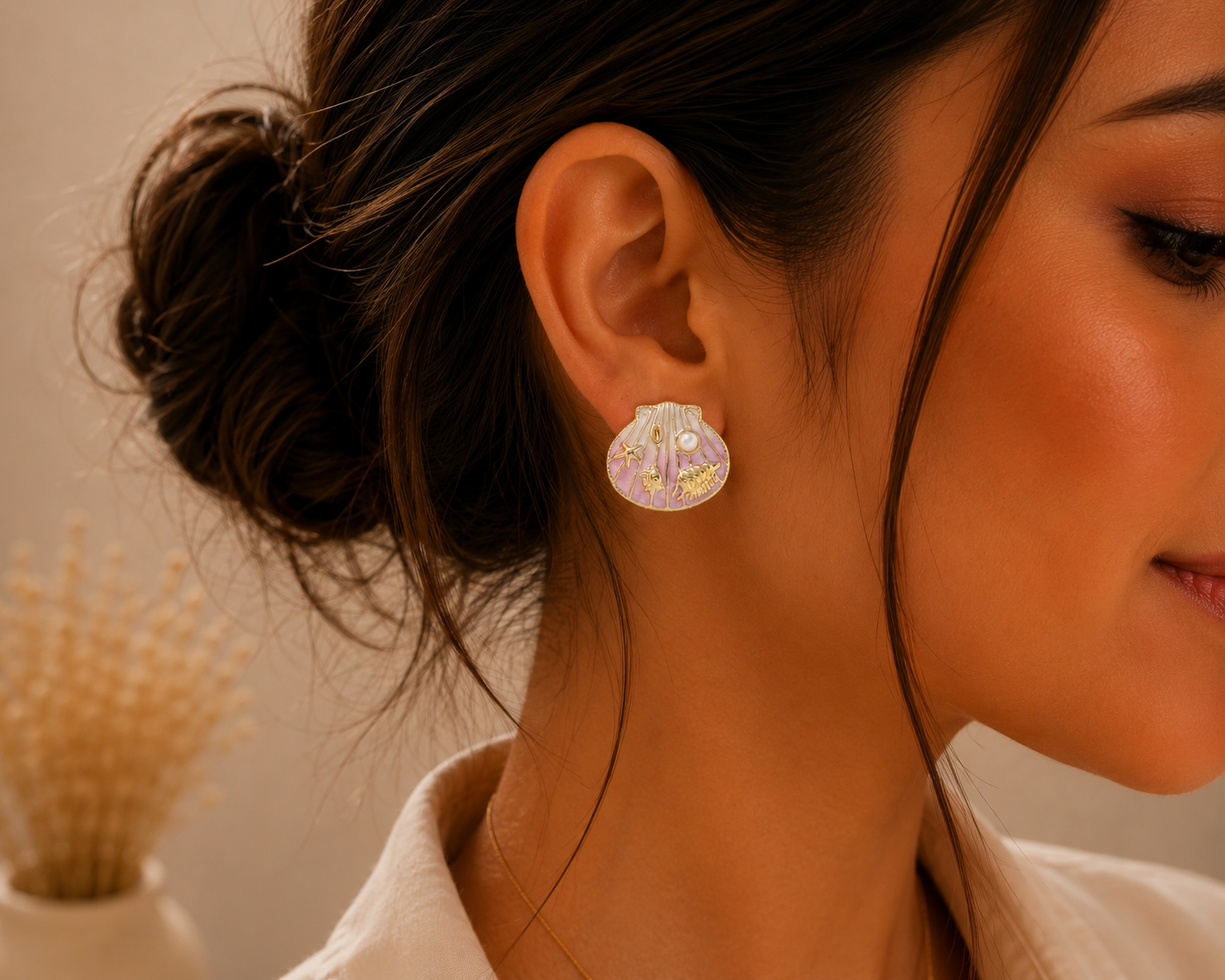 Aretes Concha Marina con Perla