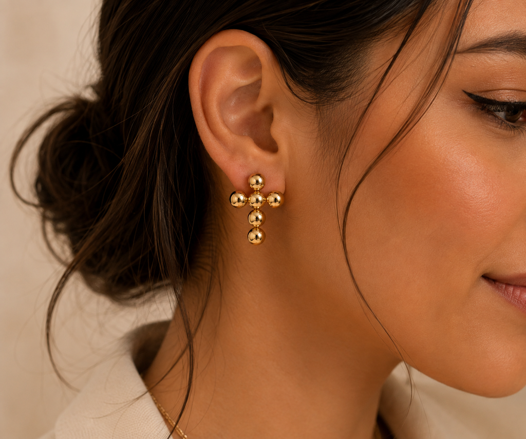 Aretes Cruz de Perlas