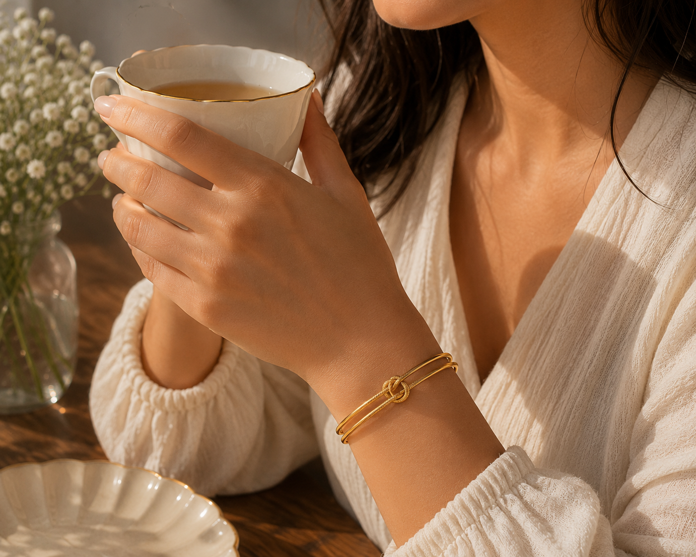 Brazalete Doble Nudo Marinero Dorado