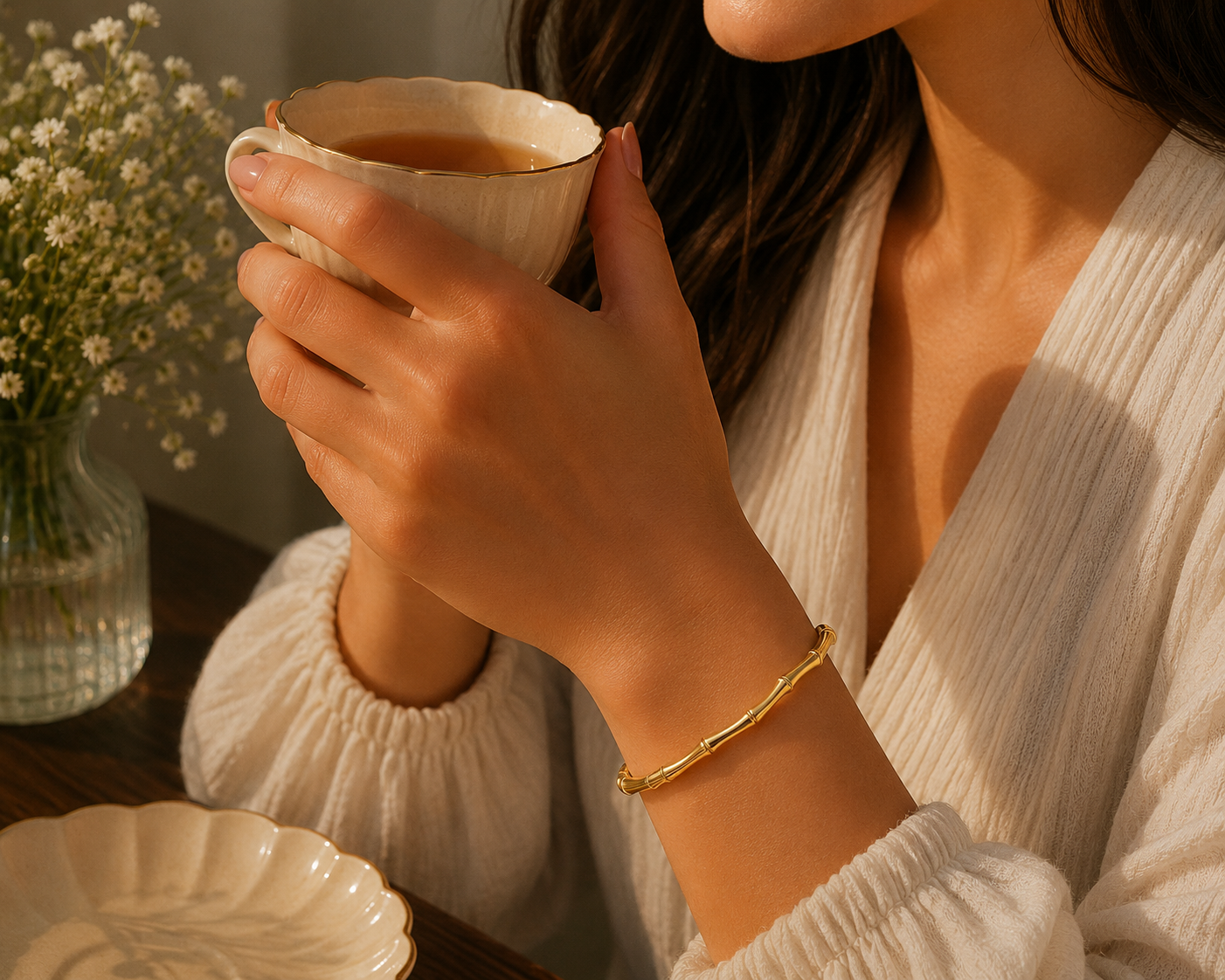 Pulsera Óvalos y Discos Dorada