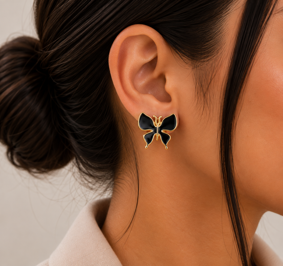 Aretes Alas de Mariposa Negro