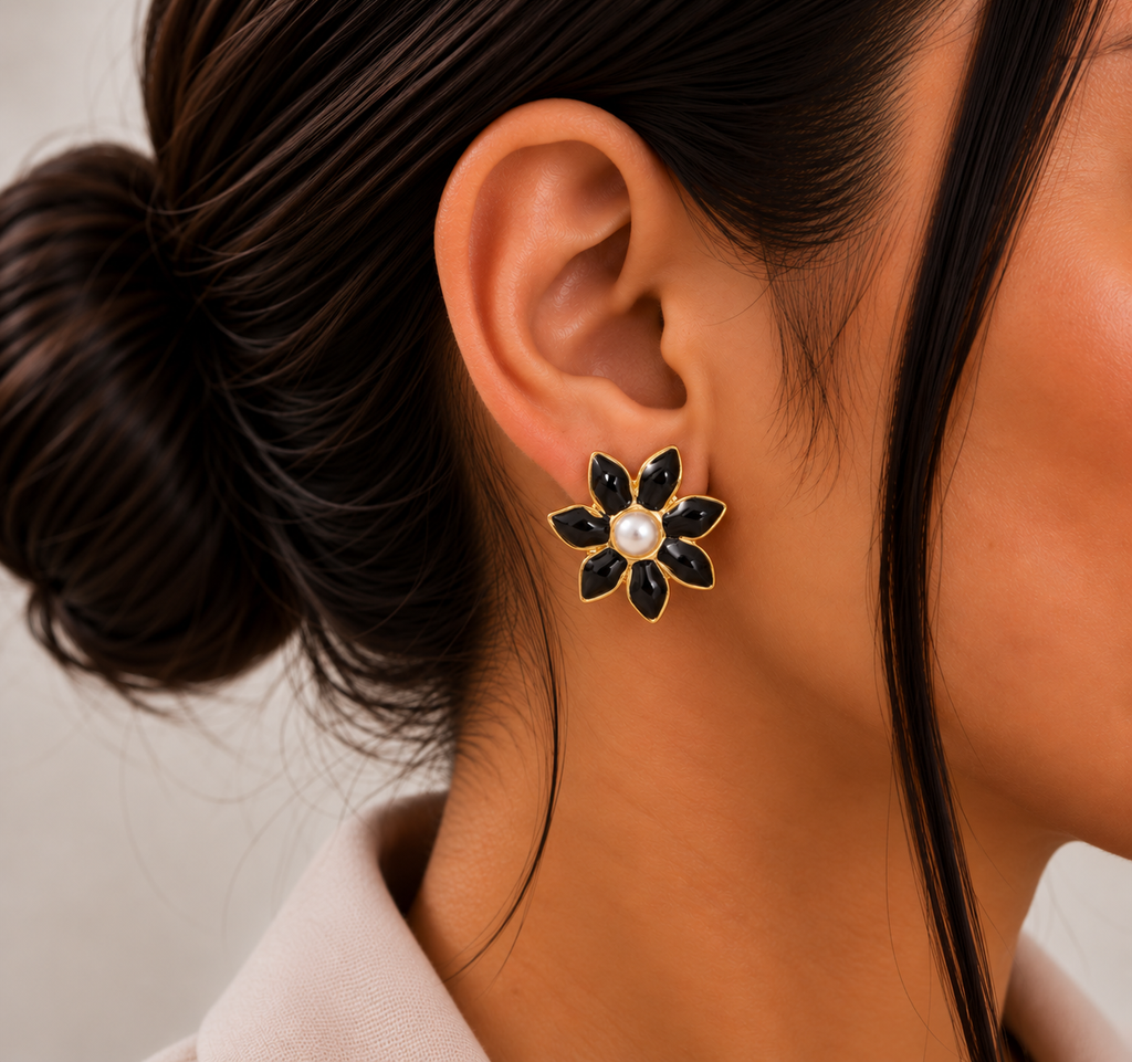 Aretes Flores de Encanto Negro