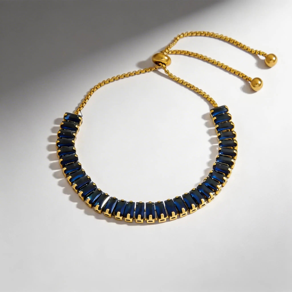 Pulsera dorada azul