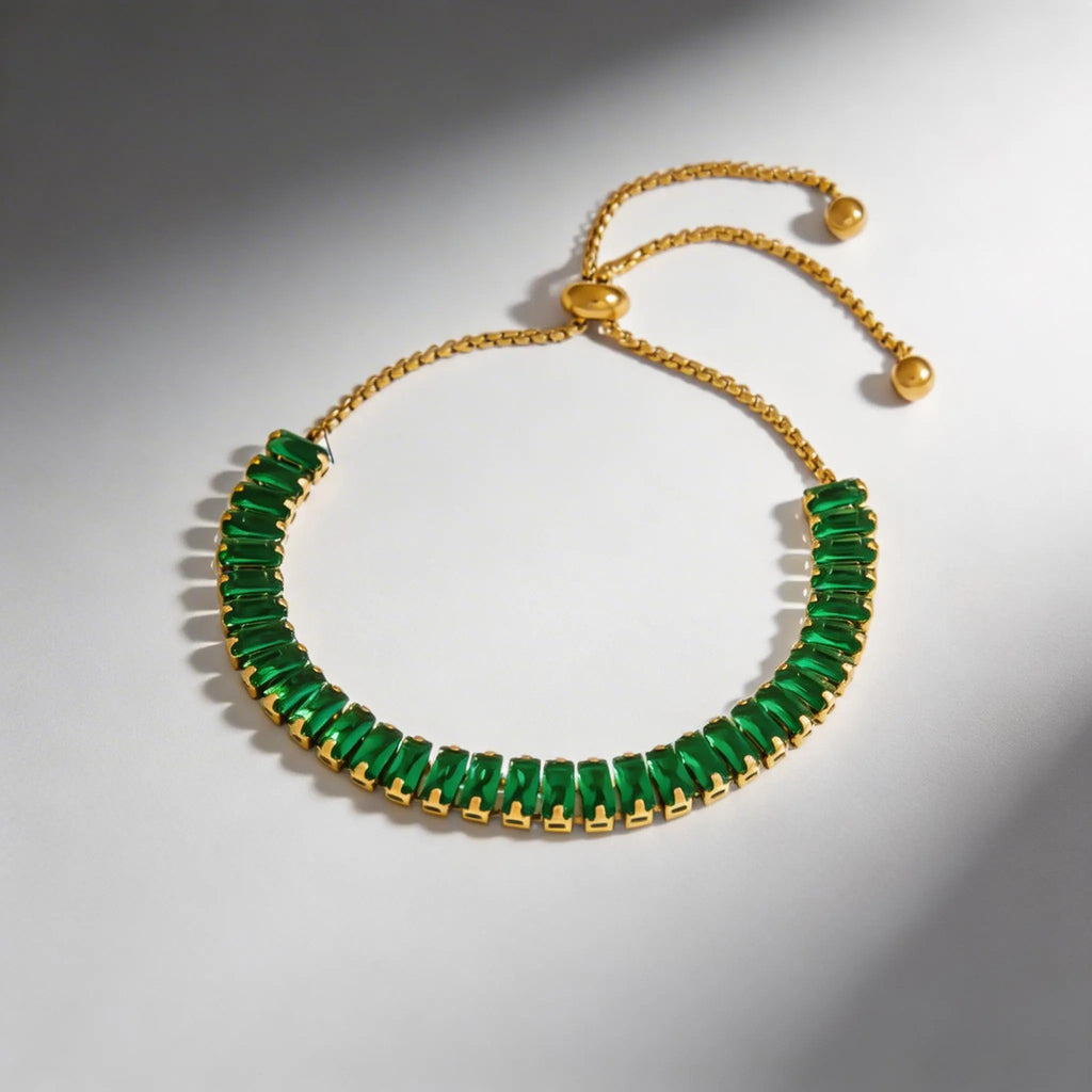 Pulsera dorada verde