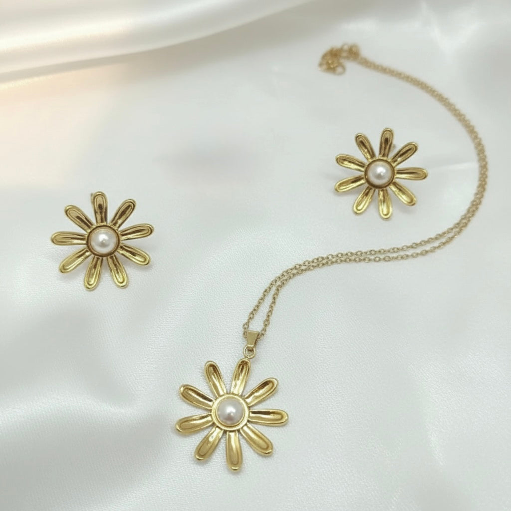 Conjunto de Flores con perla