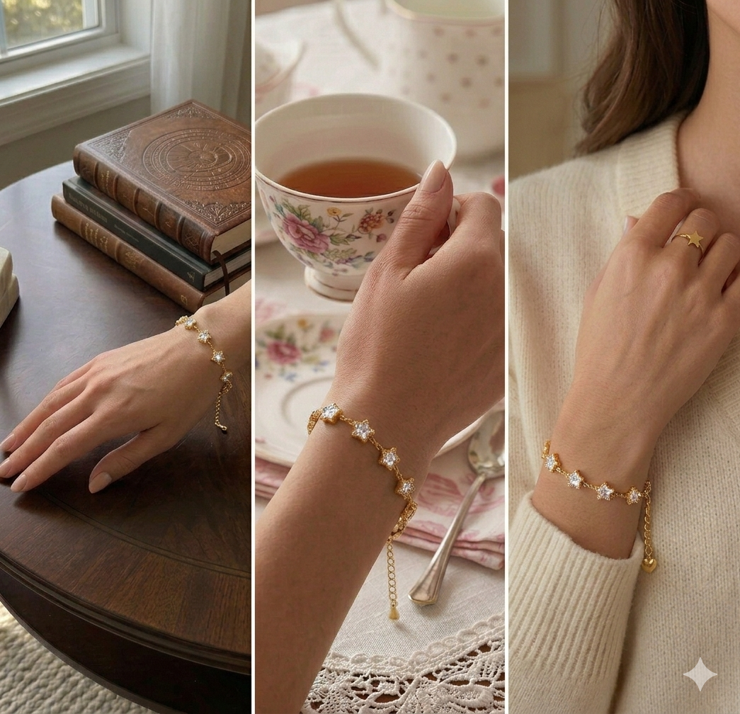 Pulsera doble dorada de estrella