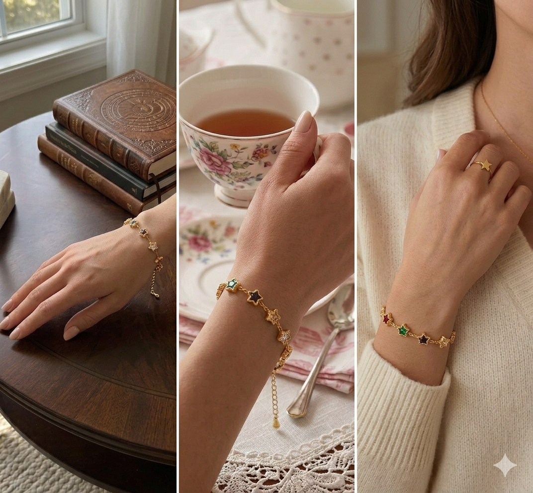 Pulsera dorada de estrella varios colores