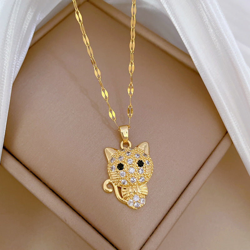 Cadena de Gatito con Moño y Circonias
