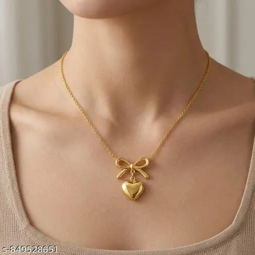 Cadena de Moño con Corazón Dorada