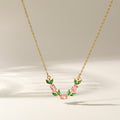 Cadena de tulipán con Piedras Rosas y Hojas Verdes