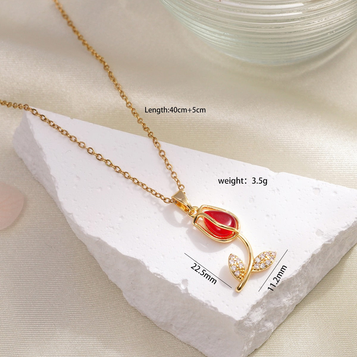 Cadena de Tulipán con piedra roja