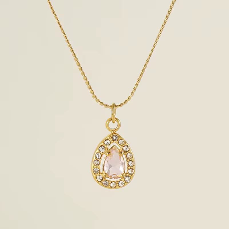 Cadena de Gota con Piedra Rosa