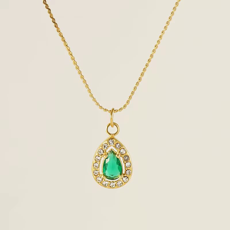 Cadena de Gota con Piedra Verde