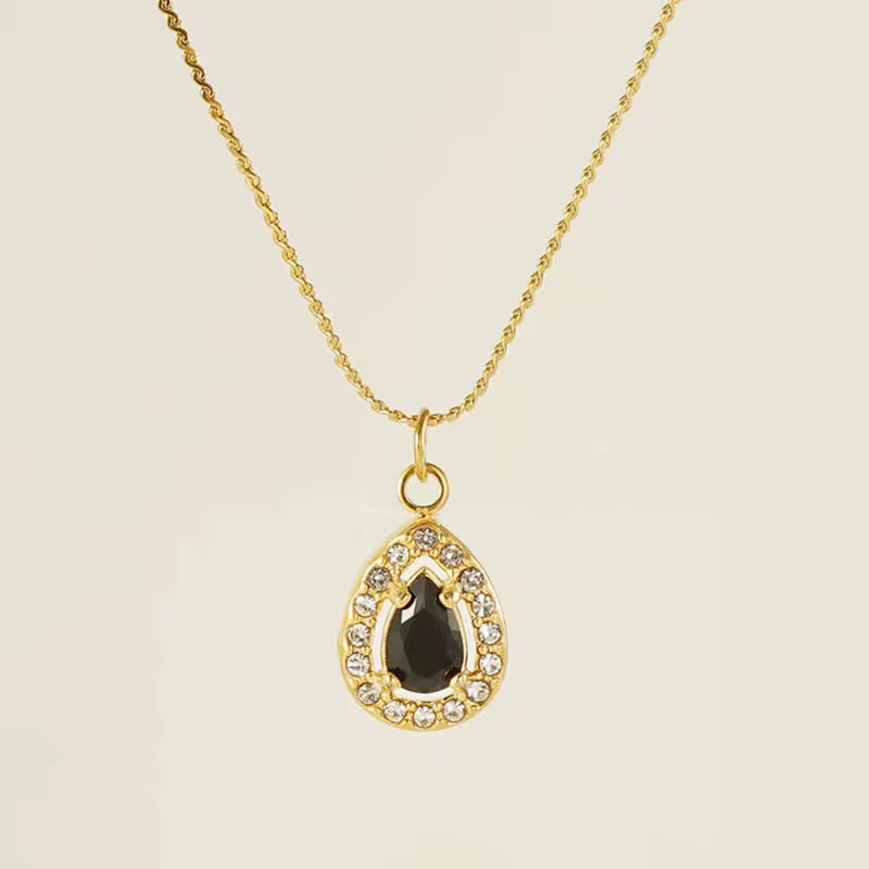 Cadena de Gota con Piedra Negra