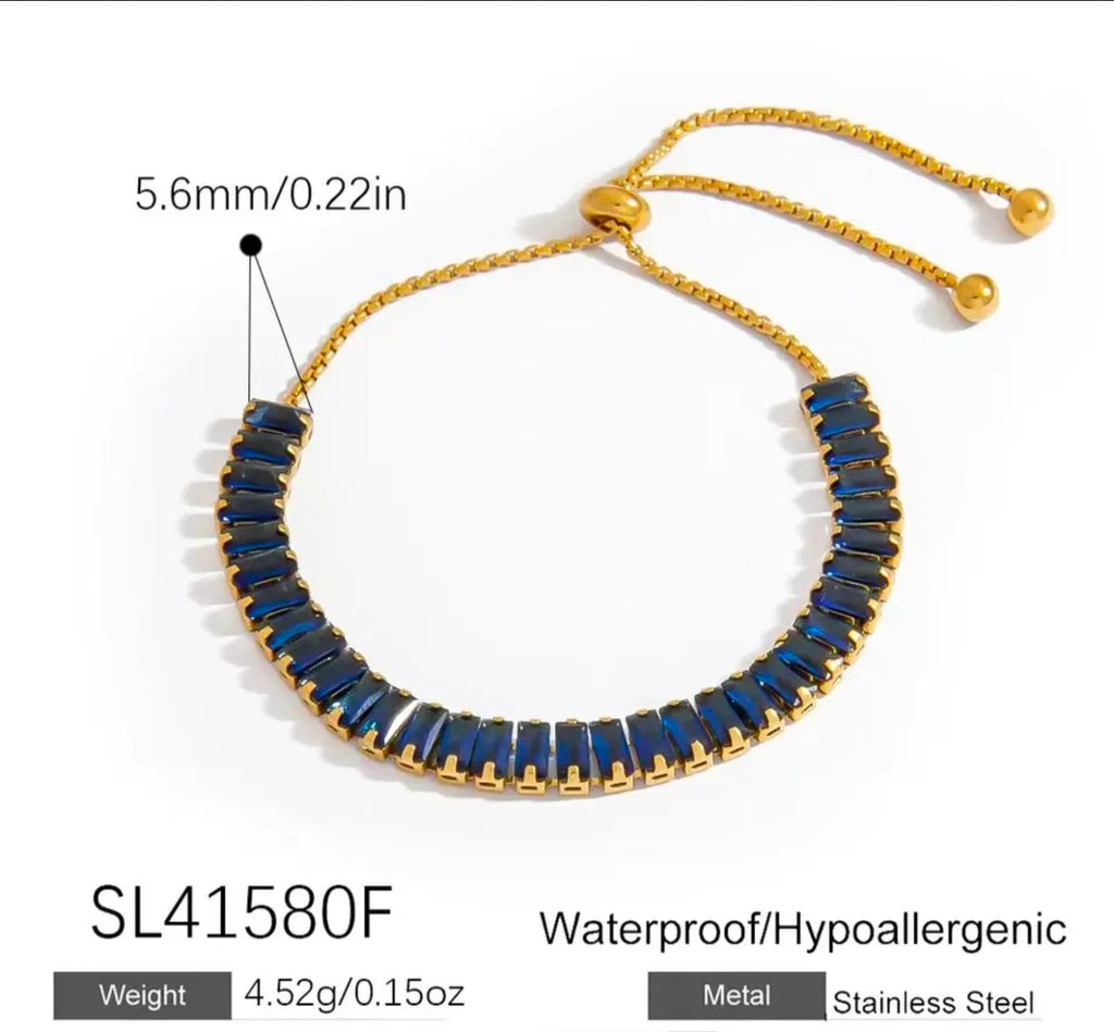 Pulsera dorada azul