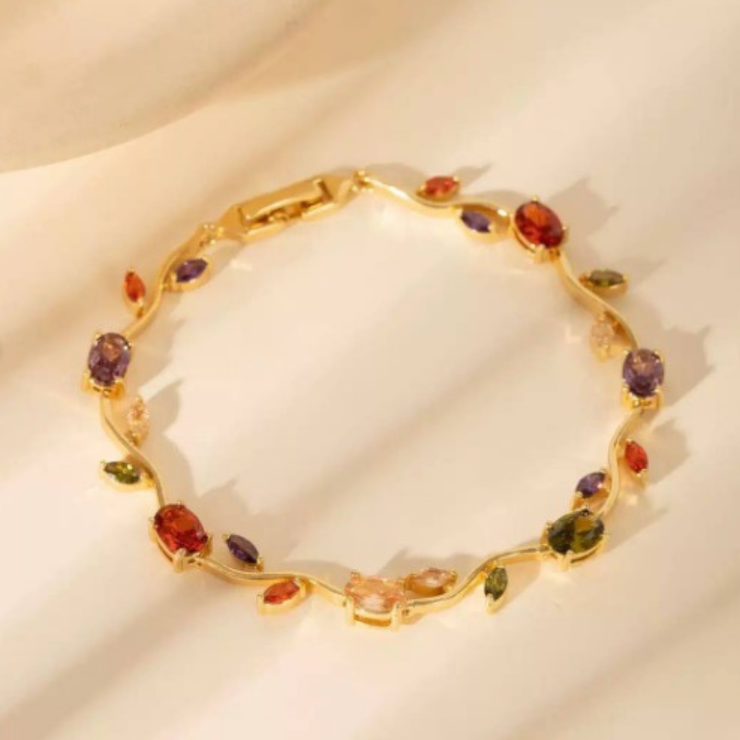 Pulsera con piedra varios colores dorado