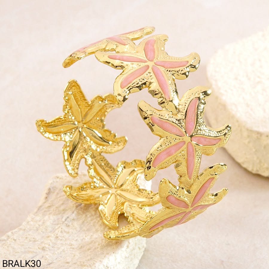 Brazalete Estrellas de Mar Esmalte Rosado Dorado